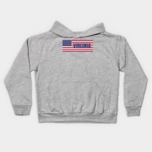 Virginia State in American Flag Kids Hoodie